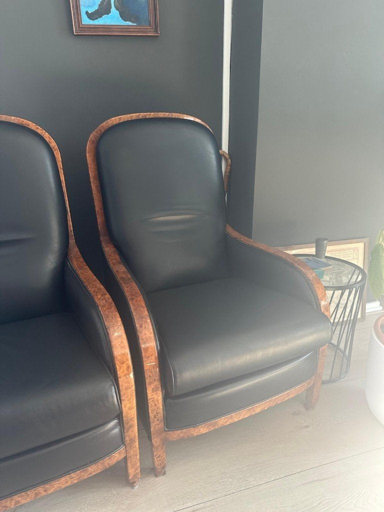 Poltrona Frau Design Fauteuil, Ophalen, Minder dan 75 cm, Leer, Zo goed als nieuw