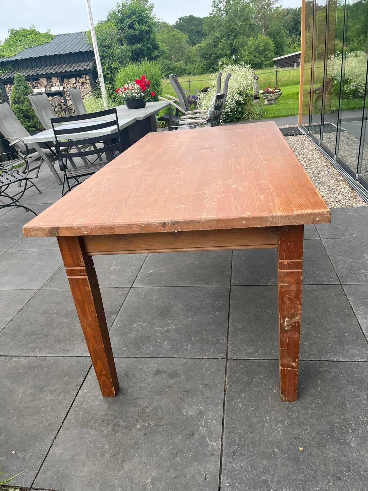 Vurenhouten tafel, Ophalen, Gebruikt, 50 tot 100 cm, 150 tot 200 cm
