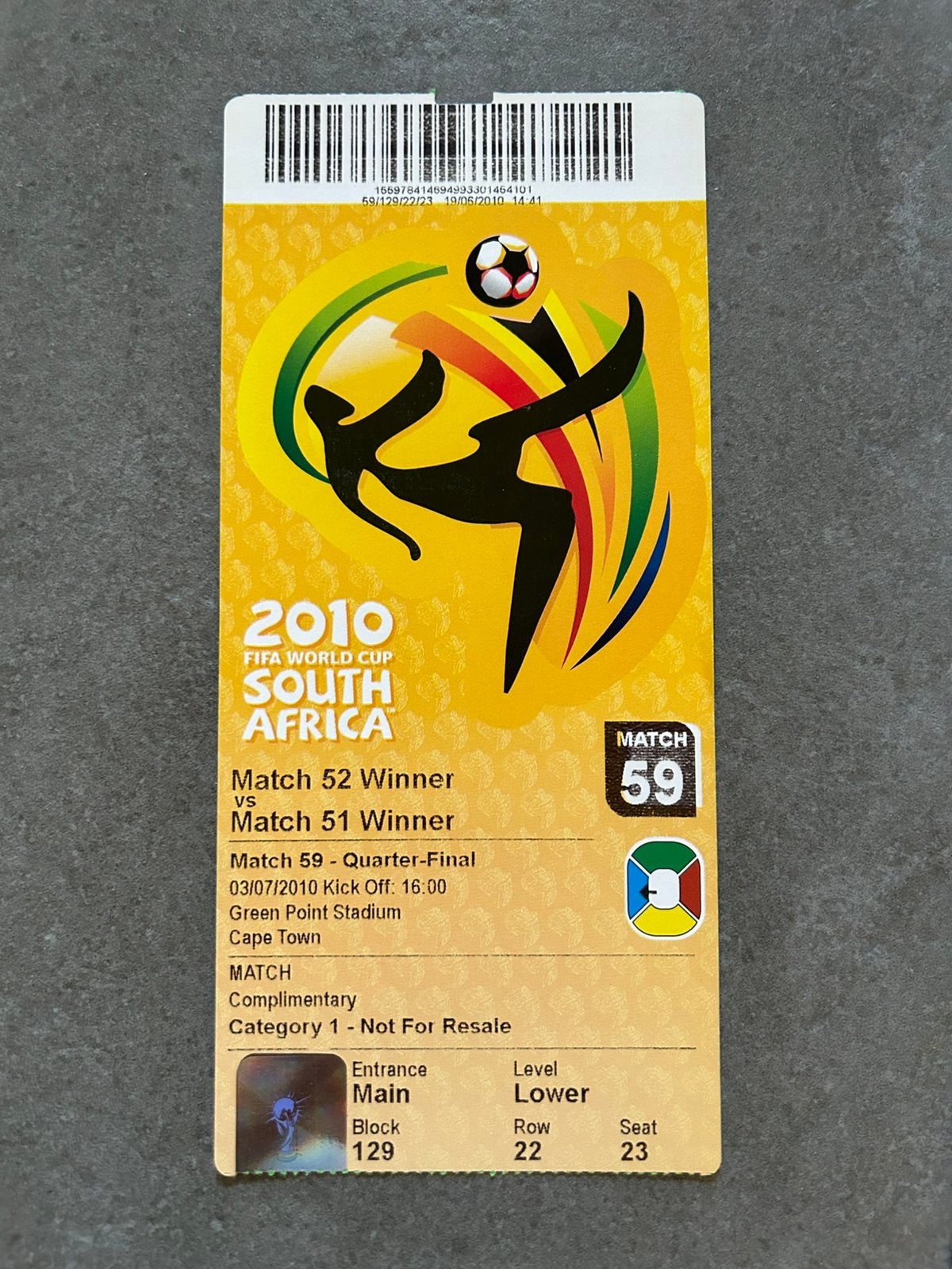 WK 2010 kwartfinale ticket, Ophalen of Verzenden, Buitenlandse clubs, Overige typen