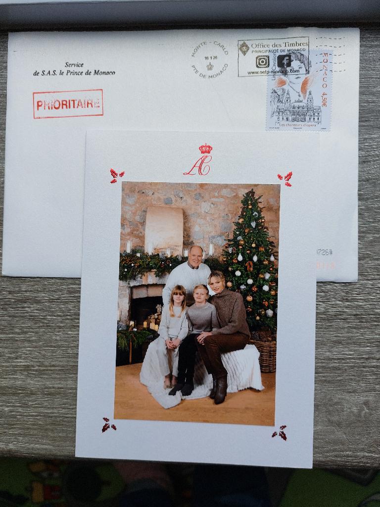 Kerst kaart koninklijk huis Monaco dec 2024, Ophalen of Verzenden, Nieuw, Buitenland, Kaart, Foto of Prent