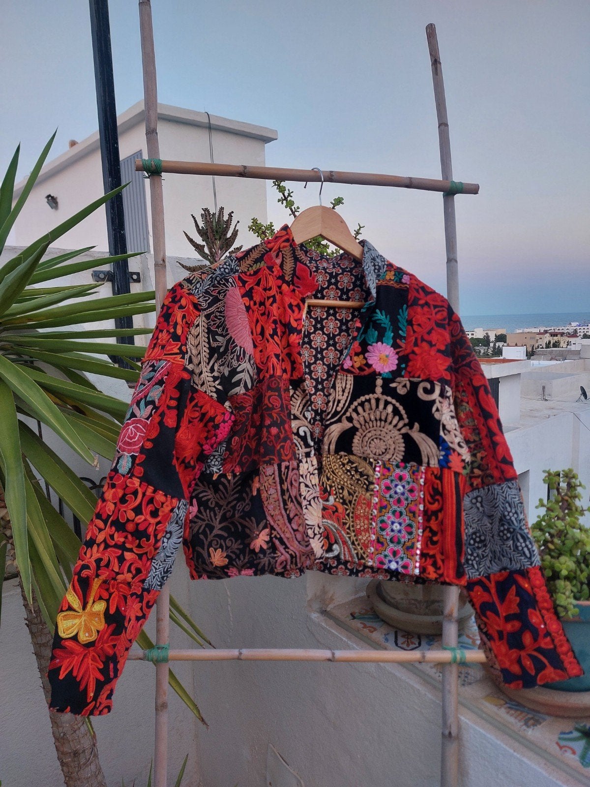 Kashmiri patchwork jasje uit India, maat M/L, Maat 38/40 (M), India, Overige kleuren, Verzenden
