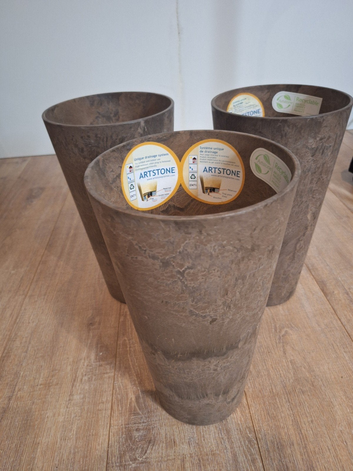 Artstone bloempotten van Intratuin - Set van 3, Overige materialen, Rond, Zo goed als nieuw, Balkon