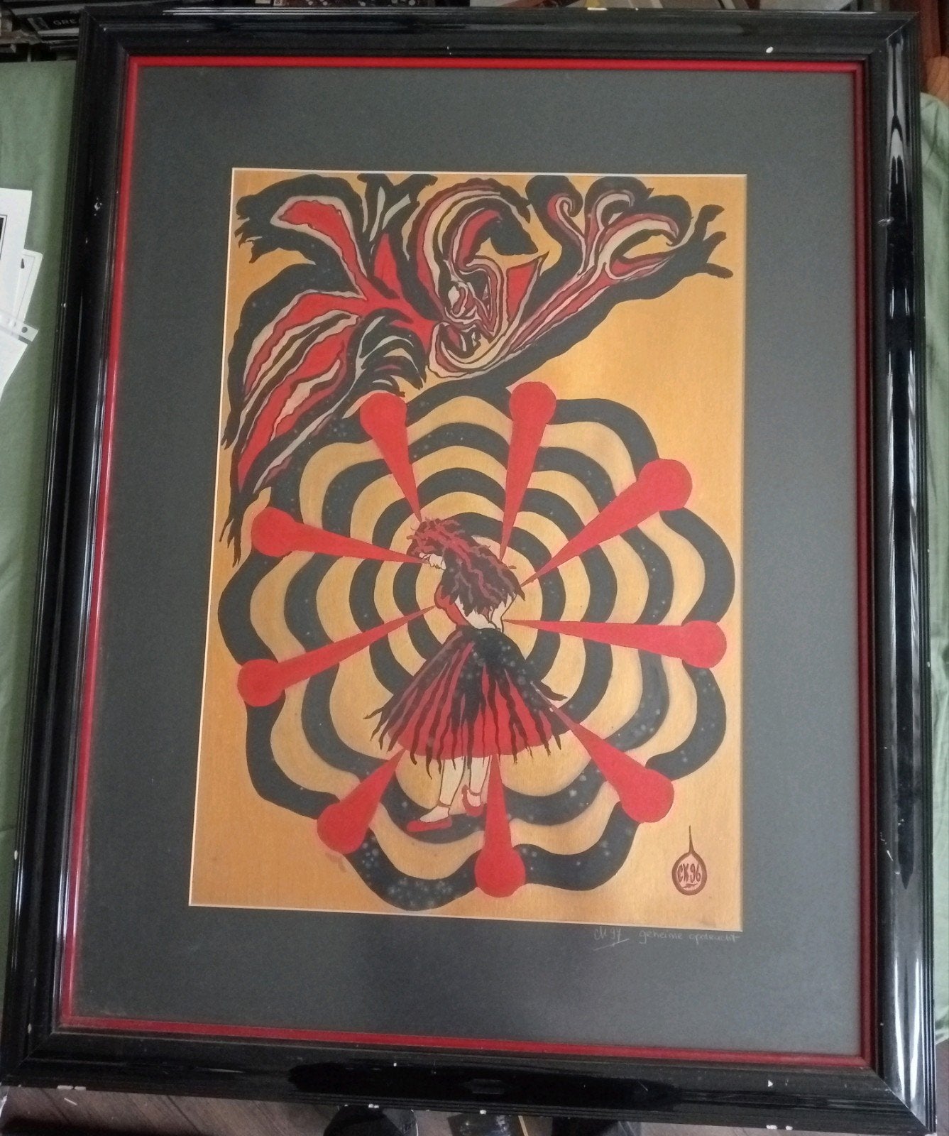 Schilderij Vrouw met figuur 1996/97 monogram CK, Ophalen of Verzenden