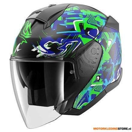 Shark Skwal Jet Pranz Jethelm, Zwart-Groen-Blauw, Ophalen of Verzenden, Nieuw met kaartje