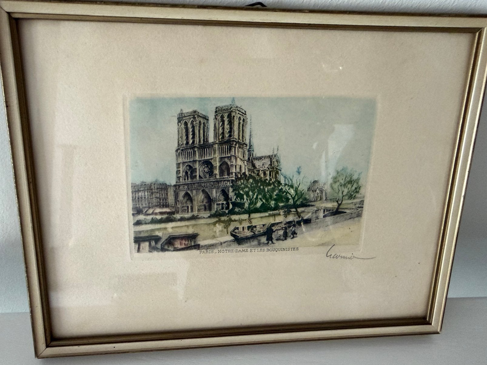 Parijs, notre Dame print in lijst, Antiek en Kunst, Ophalen