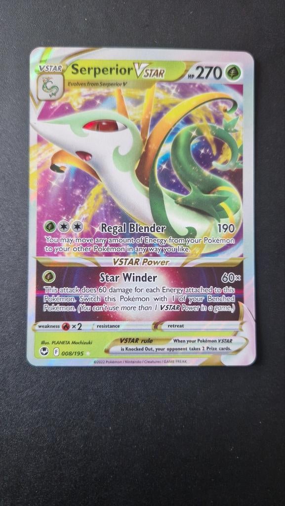 Serperior Vstar 008/195 Silver Tempest Pokemon, Ophalen of Verzenden, Zo goed als nieuw, Losse kaart