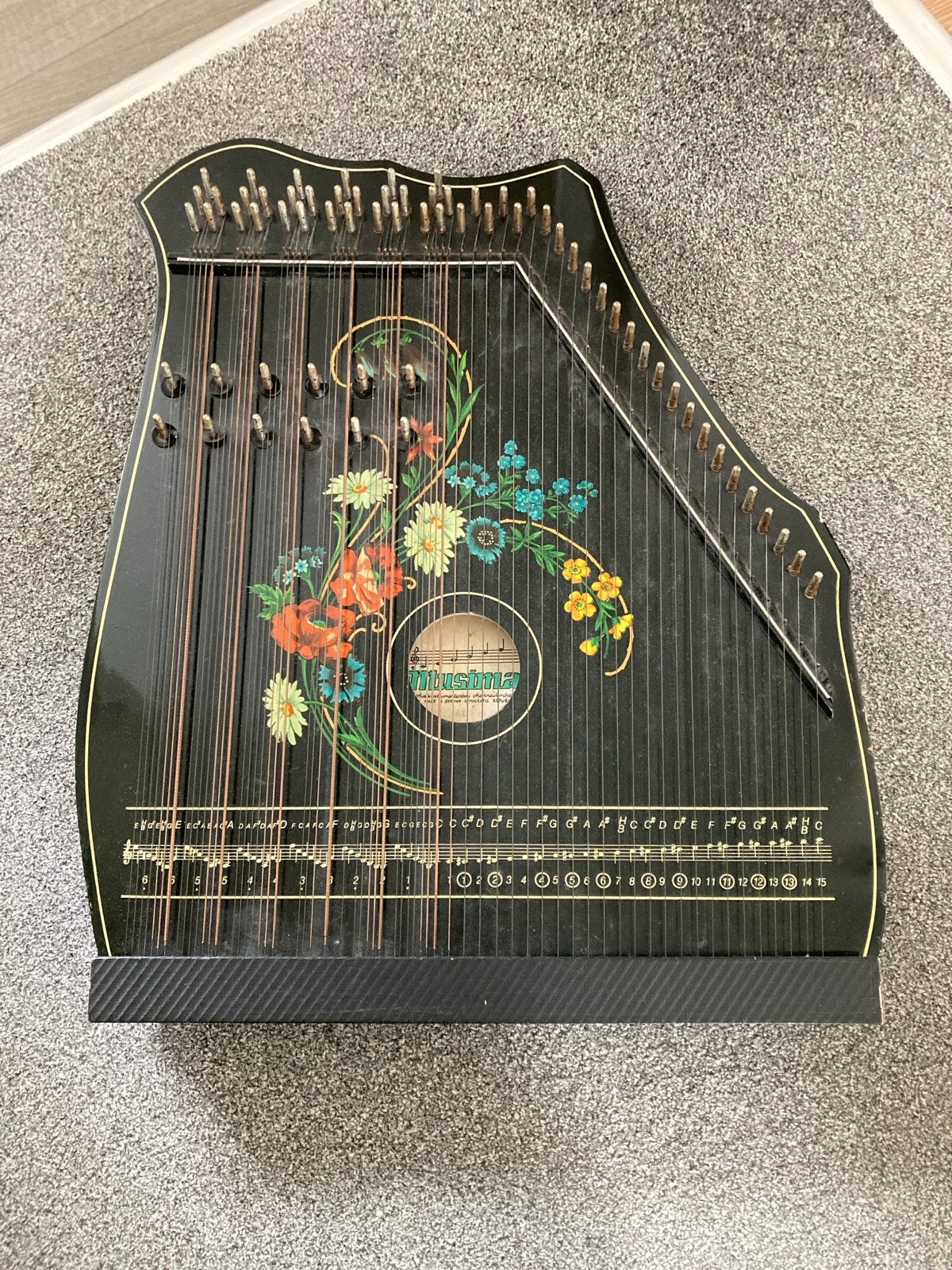 Mooie gebruikte citer met bloemmotief, Muziek en Instrumenten, Ophalen, Gebruikt, Citer