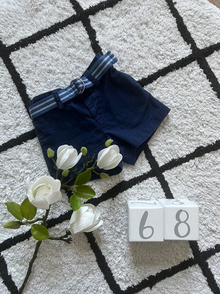 ZGAN navy blauw Ralph Lauren 6M shorts korte broek + riem 62, Broekje, Jongetje of Meisje, Ophalen of Verzenden, Zo goed als nieuw