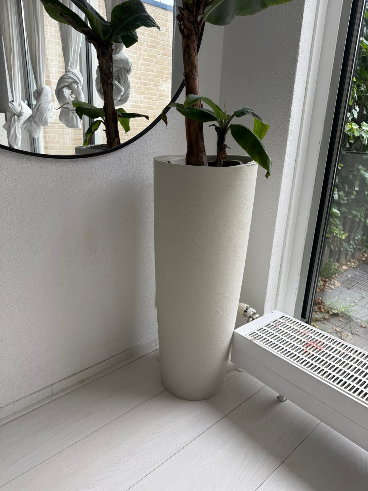 Plantenbak hoog! Beige, steenmotief, Tuin en Terras, Rond, Zo goed als nieuw, Balkon, 70 cm of meer