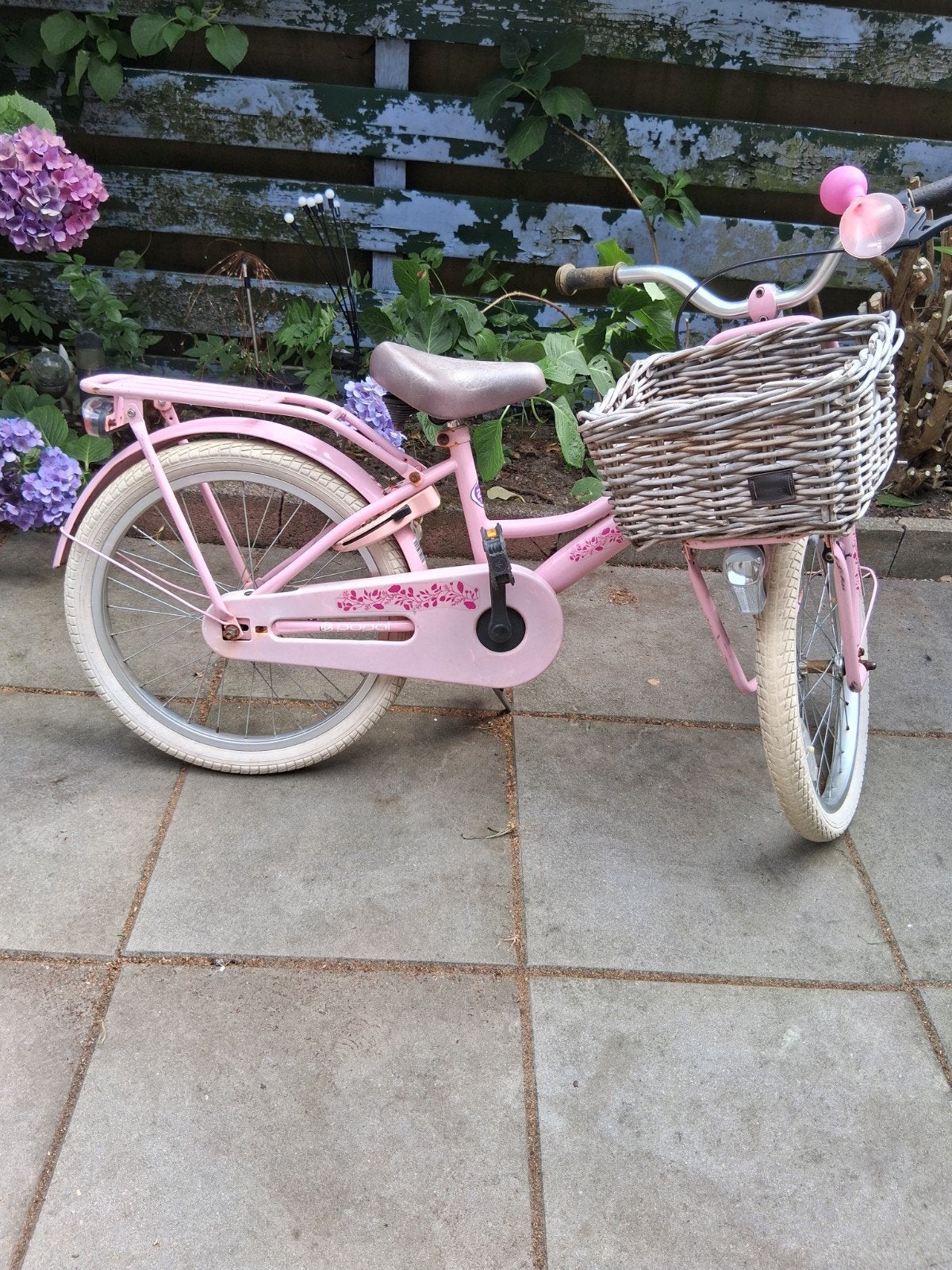 Cooper roze kinderfiets met mandje 20 inch, Ophalen, Gebruikt, Terugtraprem, 16 tot 20 inch