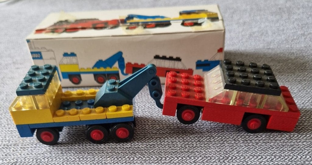 Lego 651 Tow truck and Car met DOOSJE uit 1972, Gebruikt, Compleet, Lego, Ophalen of Verzenden