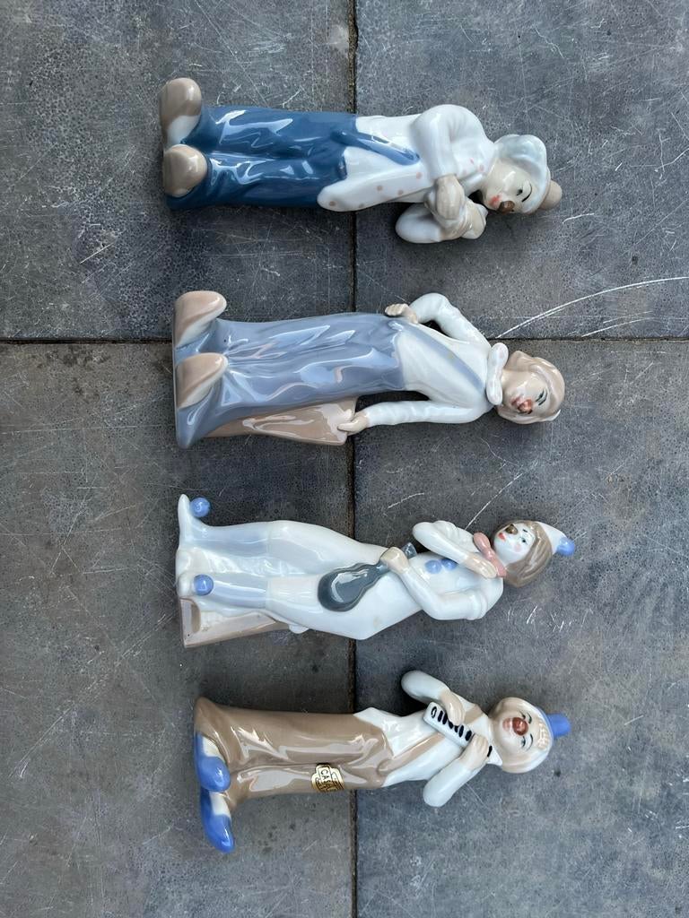4 Casades Porseleinen Clowns Beeldjes - Vintage Decoratie, Ophalen of Verzenden, Zo goed als nieuw