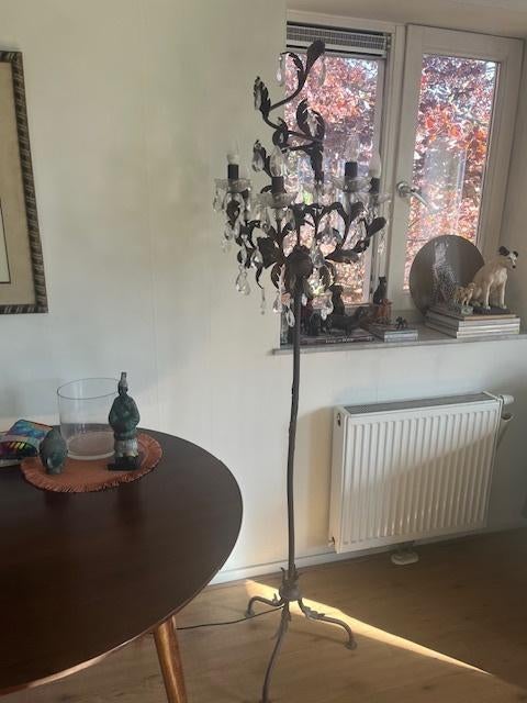 Aparte Brz. /crystal vloerlamp met 6-lichts top, Ophalen, Zo goed als nieuw, Glas, 150 tot 200 cm