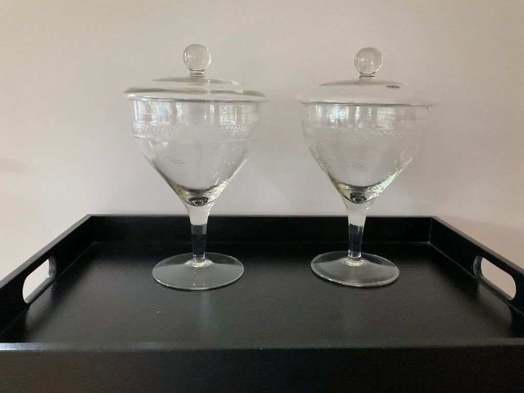 Twee kristallen bonbonnières.  Diva, Antiek en Kunst, Antiek | Glas en Kristal, Ophalen