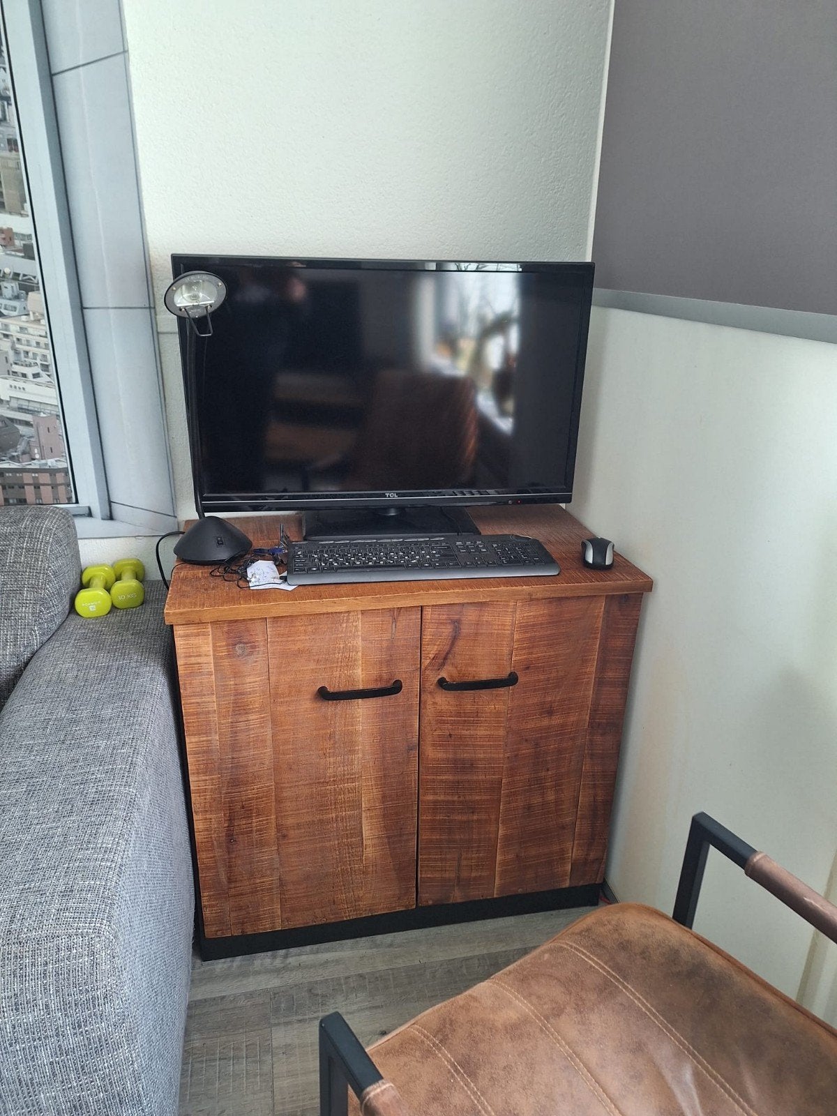 Mangohouten PC Tafel 80x76x44 cm, Huis en Inrichting, Ophalen, Gebruikt, 70 tot 120 cm, 70 tot 120 cm