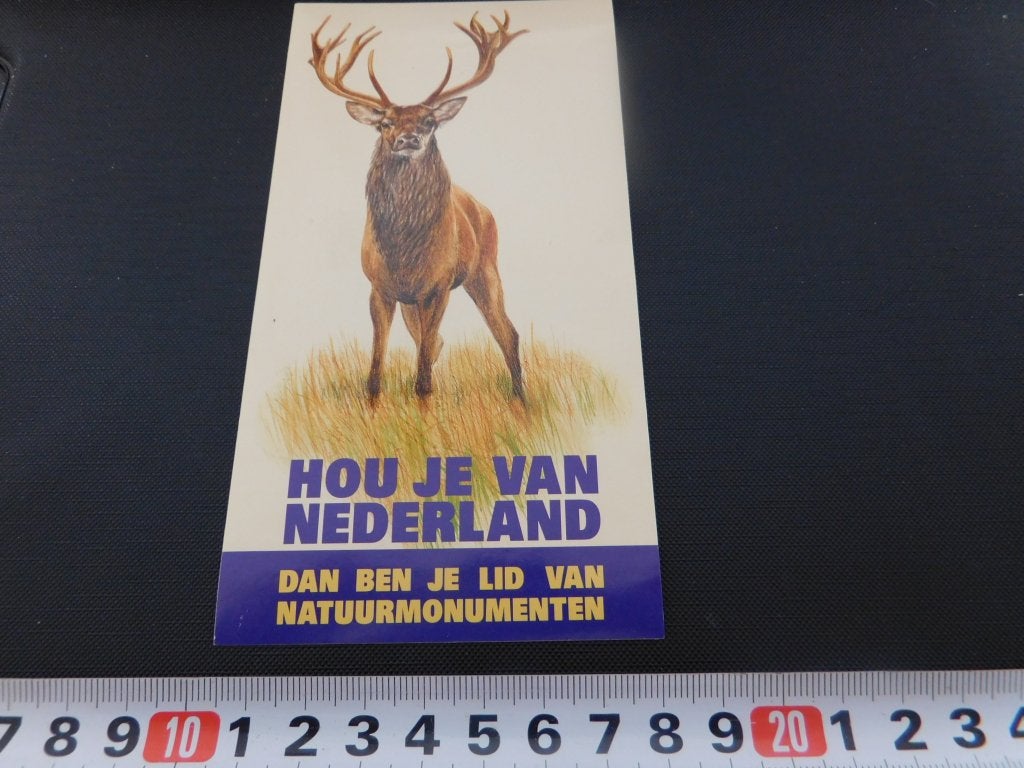 sticker Hou je van Nederland Natuurmonumenten Hert, Verzamelen, Ophalen of Verzenden, Zo goed als nieuw