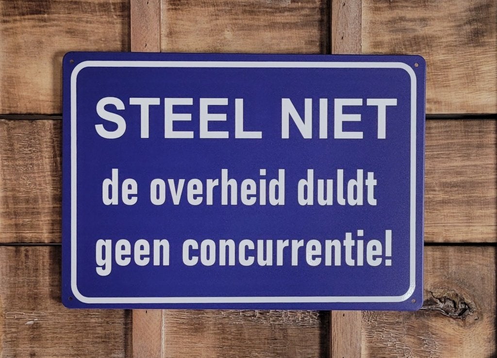 Steel niet overheid concurrentie reclamebord van metaal deco, Info@deconoord.nl, Nieuw, Ophalen of Verzenden, Deco noord