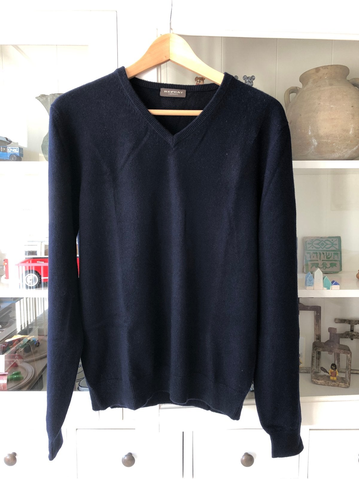 Repeat Cashmere Trui Heren Maat 48 Blauw Sweater, Ophalen of Verzenden, Zo goed als nieuw, Maat 48/50 (M), Blauw