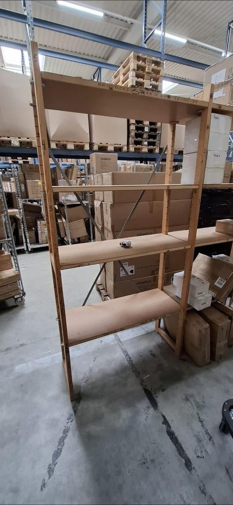 Houten stelling met 4 planken Houten bruynzeel legbordst, Ophalen