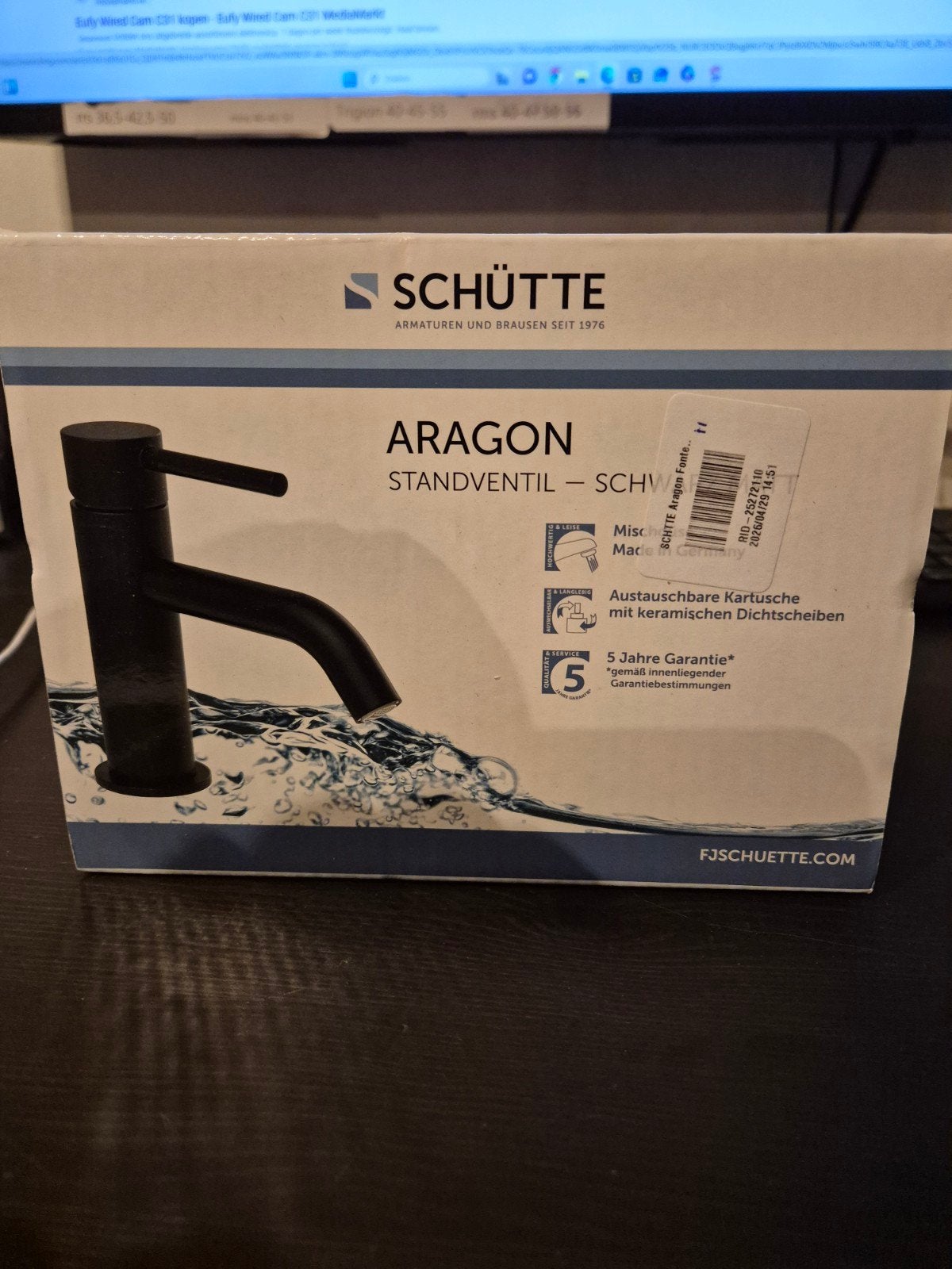 Nieuwe Schütte Aragon Standventiel Kraan - Mat Zwart, Doe-het-zelf en Verbouw, Sanitair, Ophalen of Verzenden, Nieuw, Kraan