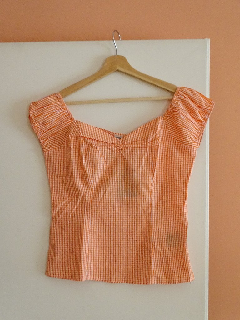 Banned top geruit oranje maat M, Maat 38/40 (M), Nieuw, Oranje, Ophalen of Verzenden