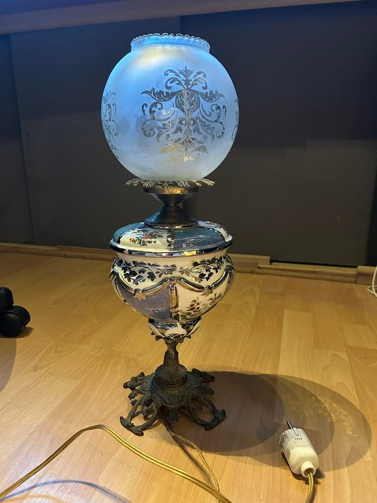 Vintage olielamp op schakelaar, Ophalen of Verzenden, Zo goed als nieuw, Minder dan 50 cm