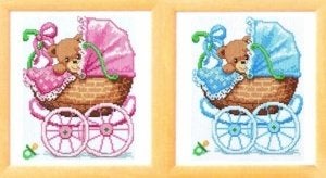 Borduurpakket Geboortetegel kinderwagen 70660, Hobby en Vrije tijd, ., Nieuw, Ophalen of Verzenden, .