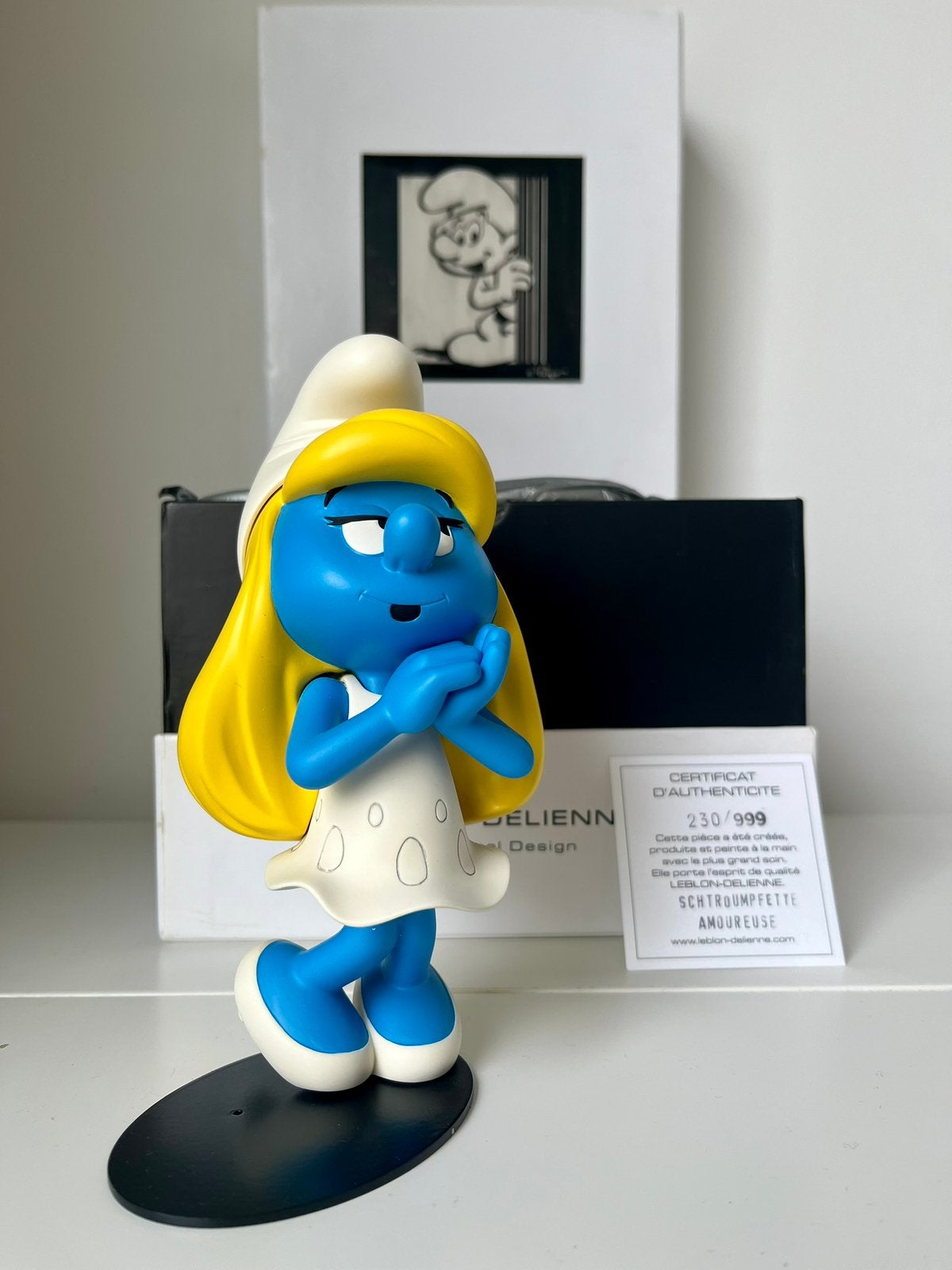 Leblon-Delienne Smurfin – 230/999 met certificaat, Verzamelen, Smurfen, Ophalen of Verzenden, Zo goed als nieuw, Smurfin, Overige typen