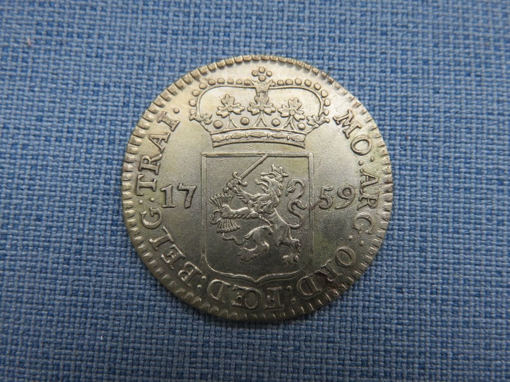 25 cent in zilver – Utrecht 1759 - bodemvondst, Vóór koninkrijk, Zilver, 25 cent, Ophalen of Verzenden