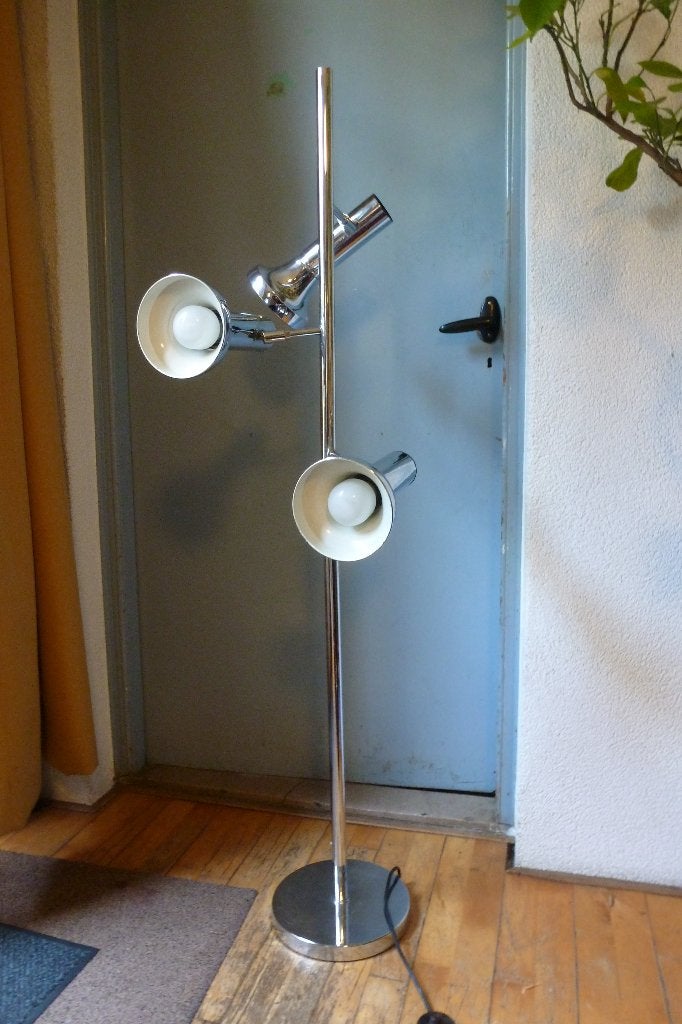 VLOERLAMP,sixties,zeventies,POP,MID-CENTURY,VINTAGE,CHROOM, POP,MID-CENTURY,SIXTIES,ZEVENTIES,SPACE AGE, Gebruikt, Metaal, 150 tot 200 cm