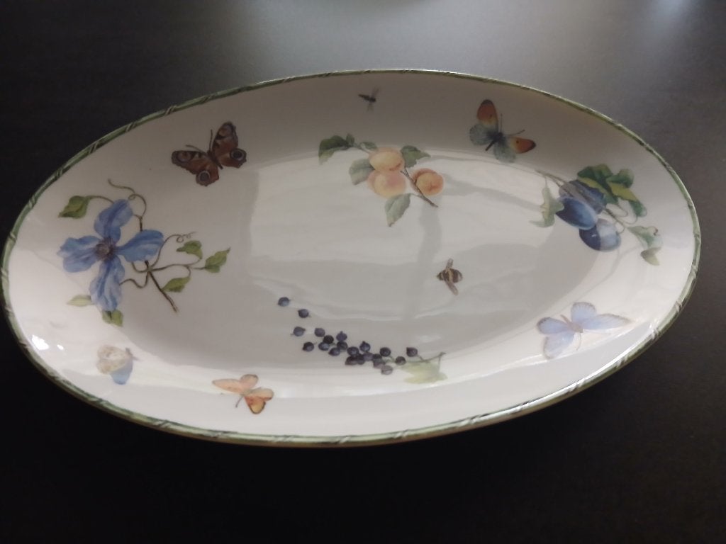 Ovale schalen met bloemen en vlinders, Antiek en Kunst, Ophalen of Verzenden