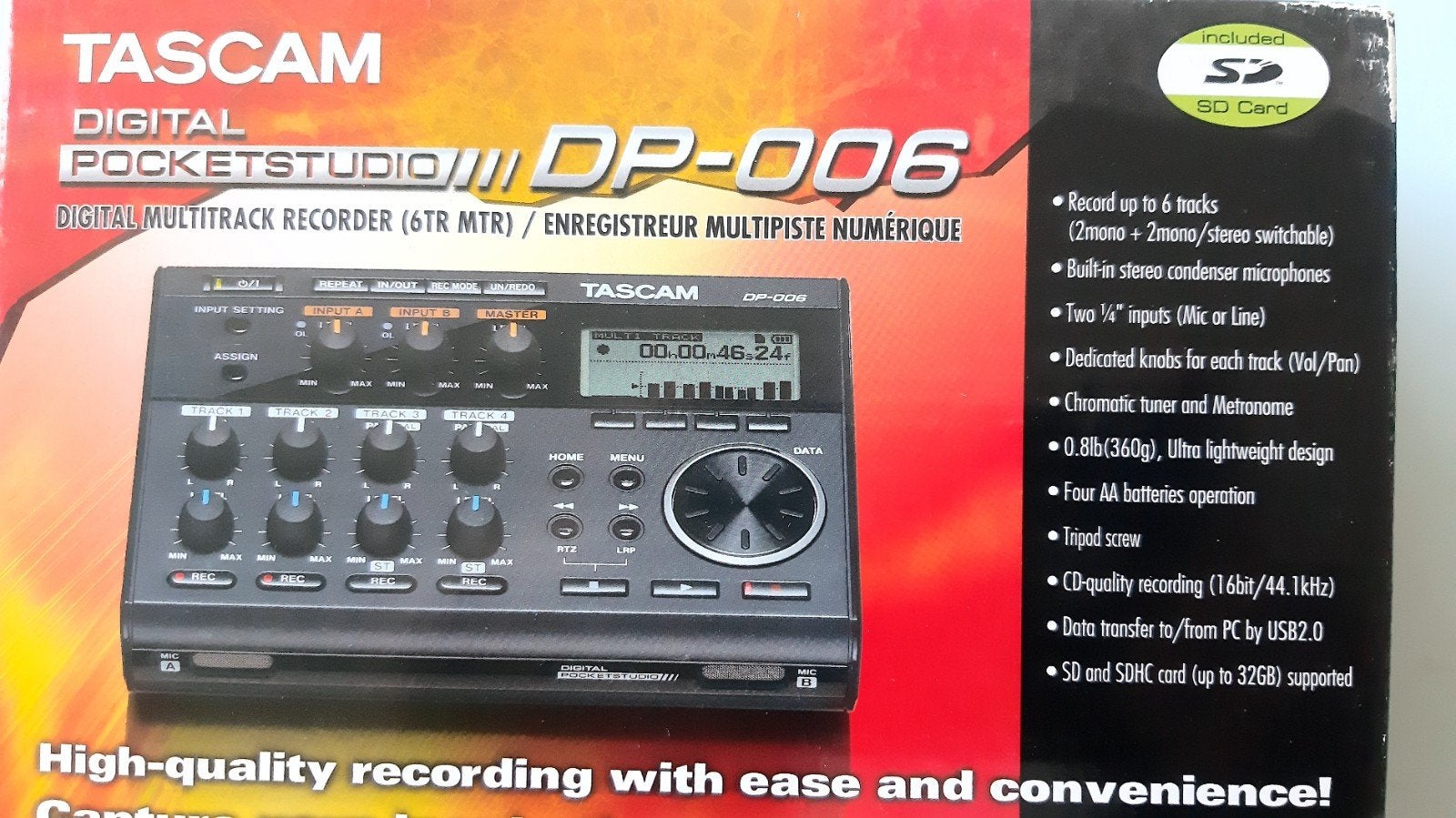 TASCAM DP-006 Digital Pocketstudio Multitrack Recorder, Muziek en Instrumenten, Ophalen, Zo goed als nieuw