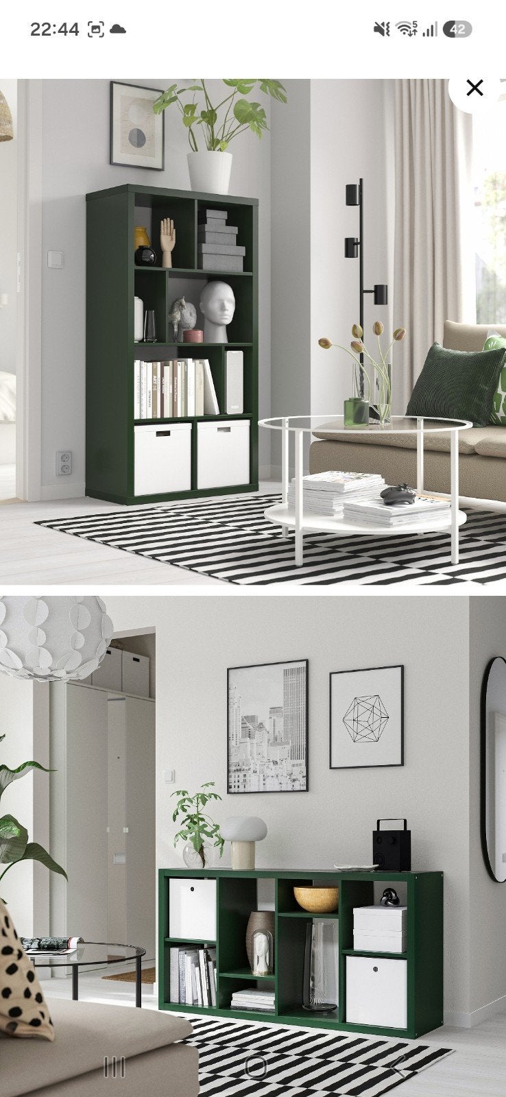 2x IKEA KALLAX Kast Groen - Veelzijdige Opbergoplossing, Ophalen, Gebruikt, 25 tot 50 cm