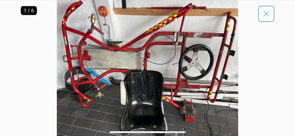 Kart frame met stoeltje, stuurwiel en extra's, Sport en Fitness, Karting, Ophalen, Gebruikt, Onderdelen Kart