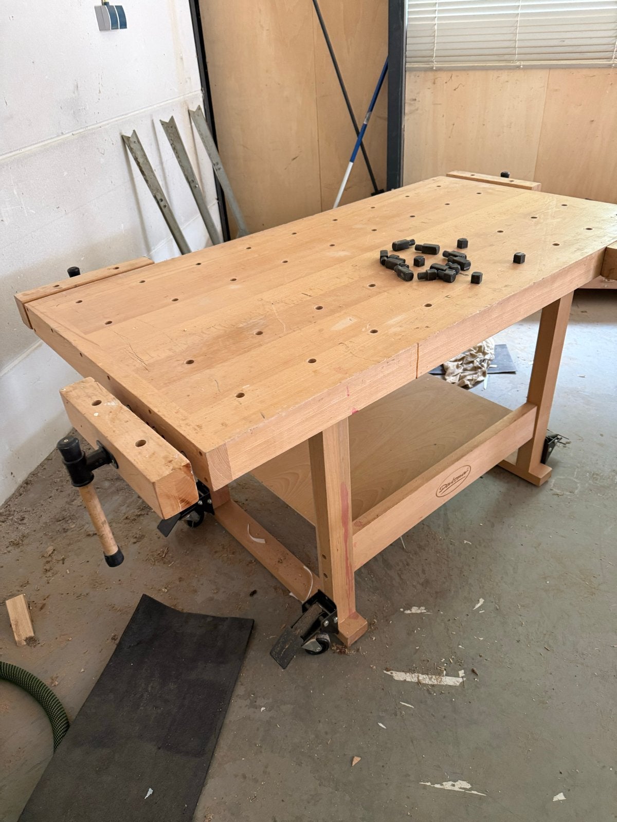 Datona Houten Werkbank 150x80 cm met 4 Bankschroeven, Doe-het-zelf en Verbouw, Werkbanken, Ophalen, Gebruikt, 120 tot 170 cm, Bankschroef
