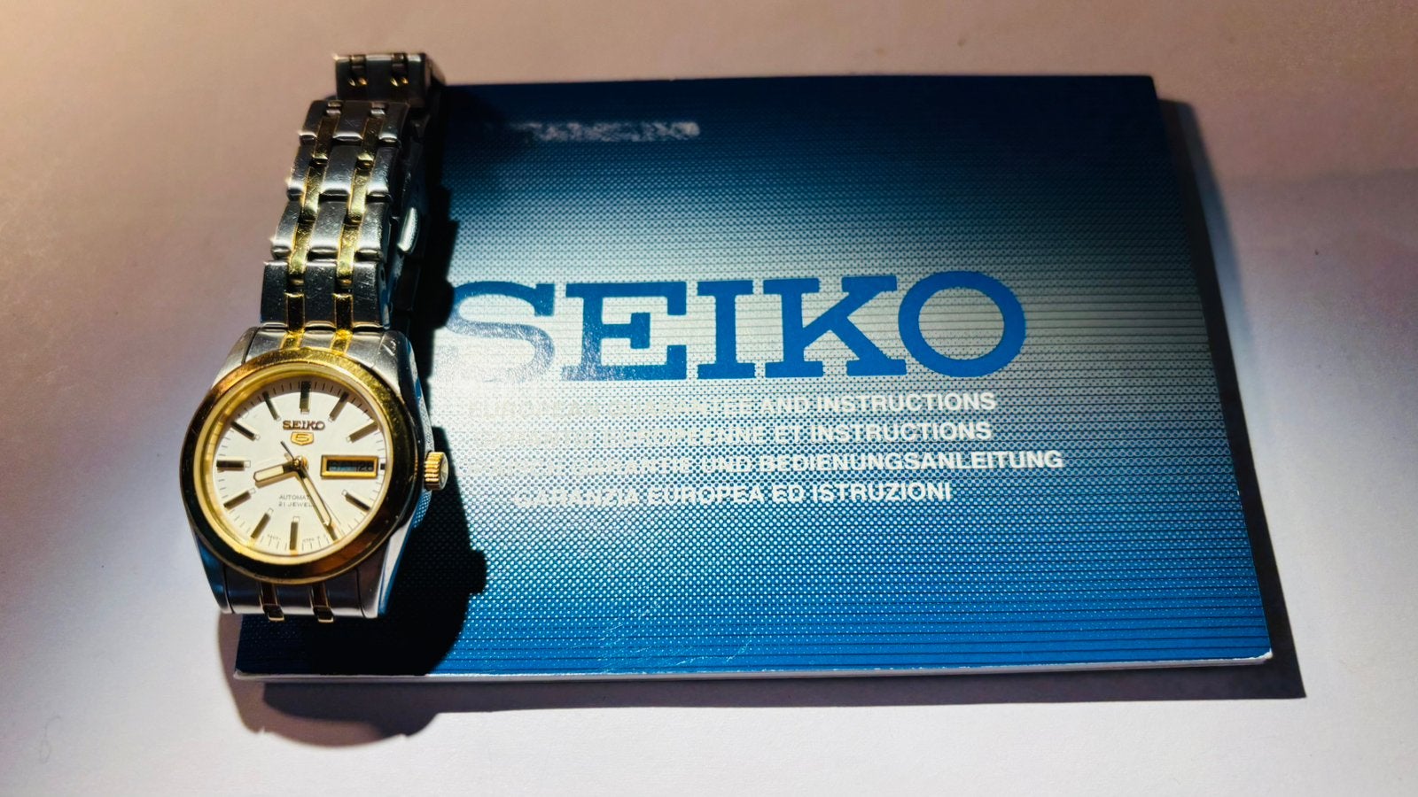 Seiko dames automaat ,dag,datum bicolor., Ophalen of Verzenden, Zo goed als nieuw