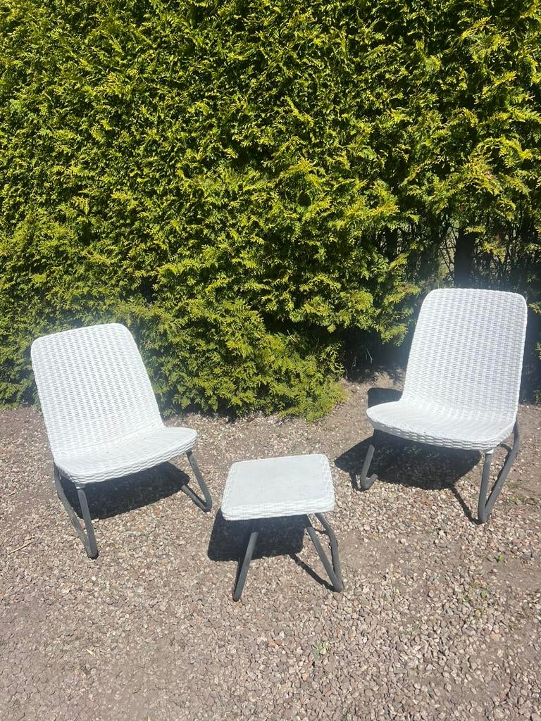 Tuinsetje wit, Tuin en Terras, Tuinsets en Loungesets, Ophalen, Zo goed als nieuw, Kunststof, 2 zitplaatsen
