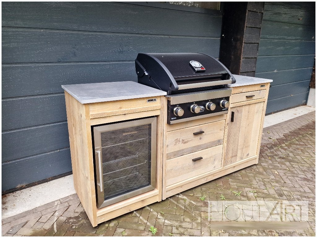 Buitenkeuken kast van steigerhout incl. koelkast, Tuin en Terras, Houtskool, Vrijstaand, Info@hout-art.nl, Nieuw
