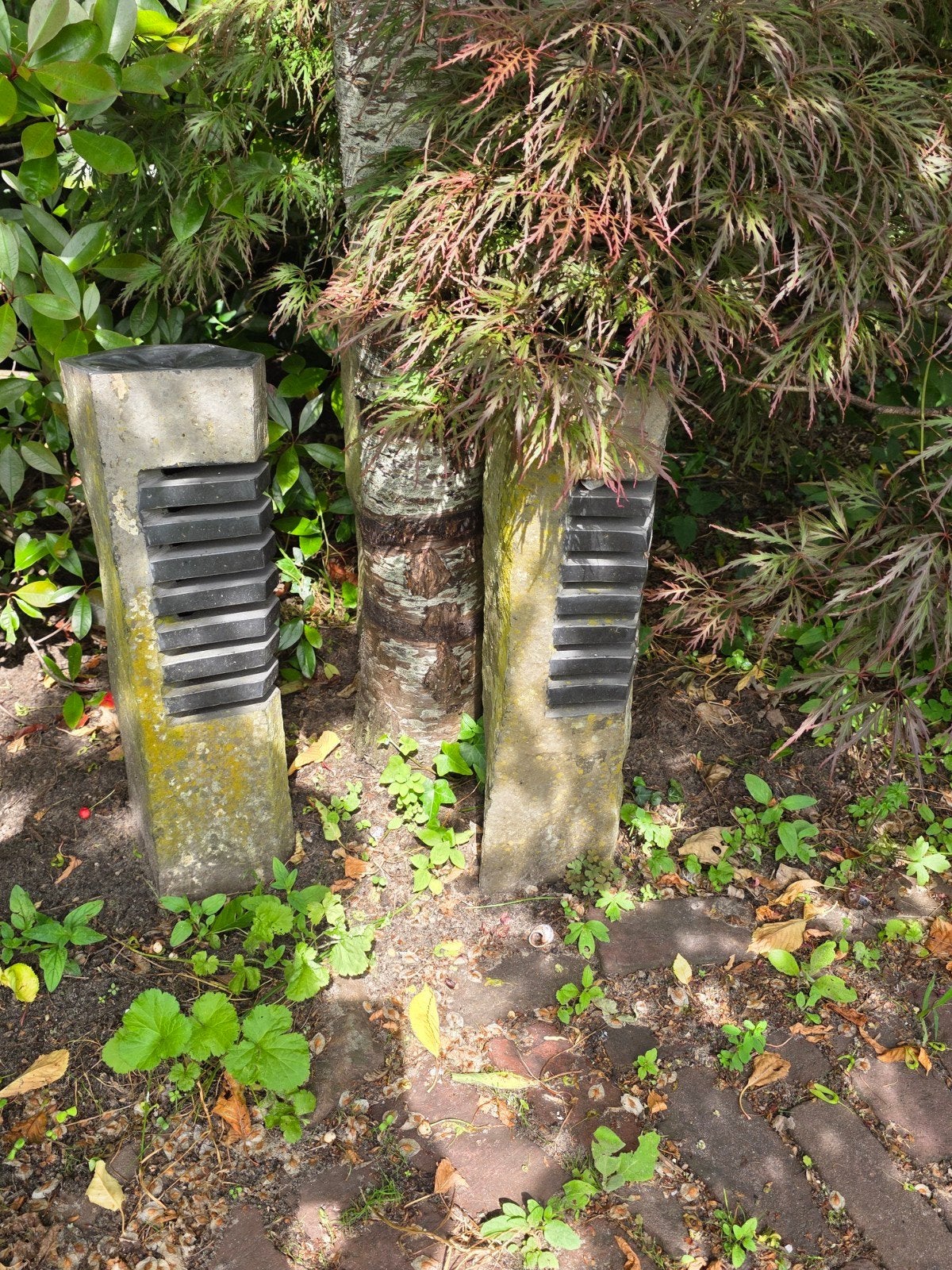 4 Unieke betonpoeren, hardstenen zuilen 59 cm, Ophalen, Serre