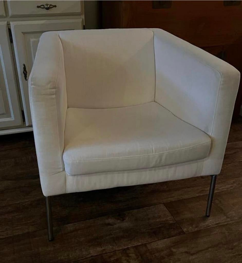 2 Luxe Jan des Bouvrie stoelen - Brede zitting, wit, Huis en Inrichting, Stoelen, Twee, Wit, Ophalen of Verzenden, Zo goed als nieuw