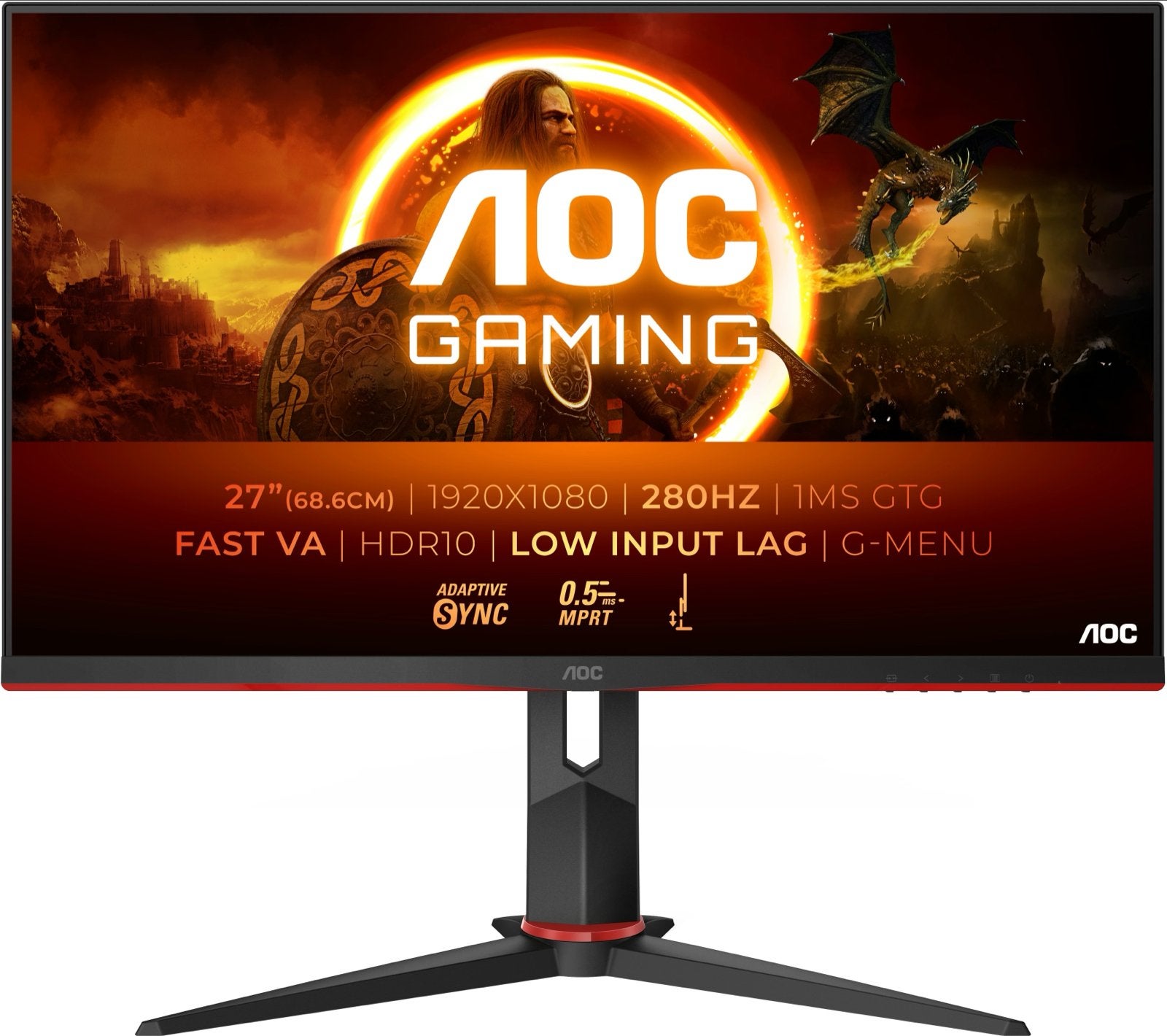 AOC 27G2ZN3 27" Full HD 280Hz 0.5ms Gaming Monitor, Gaming, Info@novadisplays.nl, VA, Nieuw