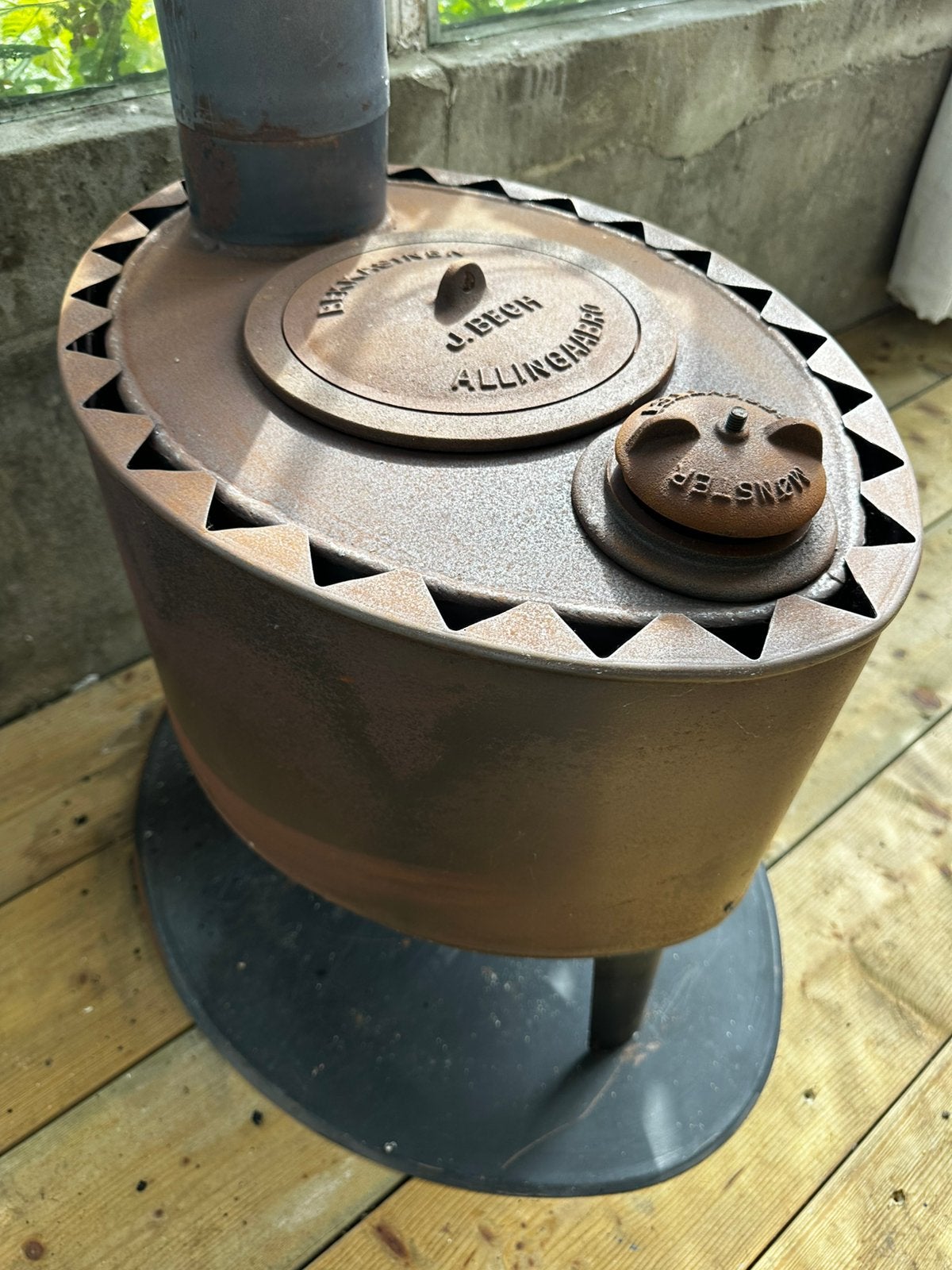 J Bech Bekkasinen hout kachel compleet met rookkanaal, Ophalen of Verzenden, Zo goed als nieuw, Hout, Houtkachel