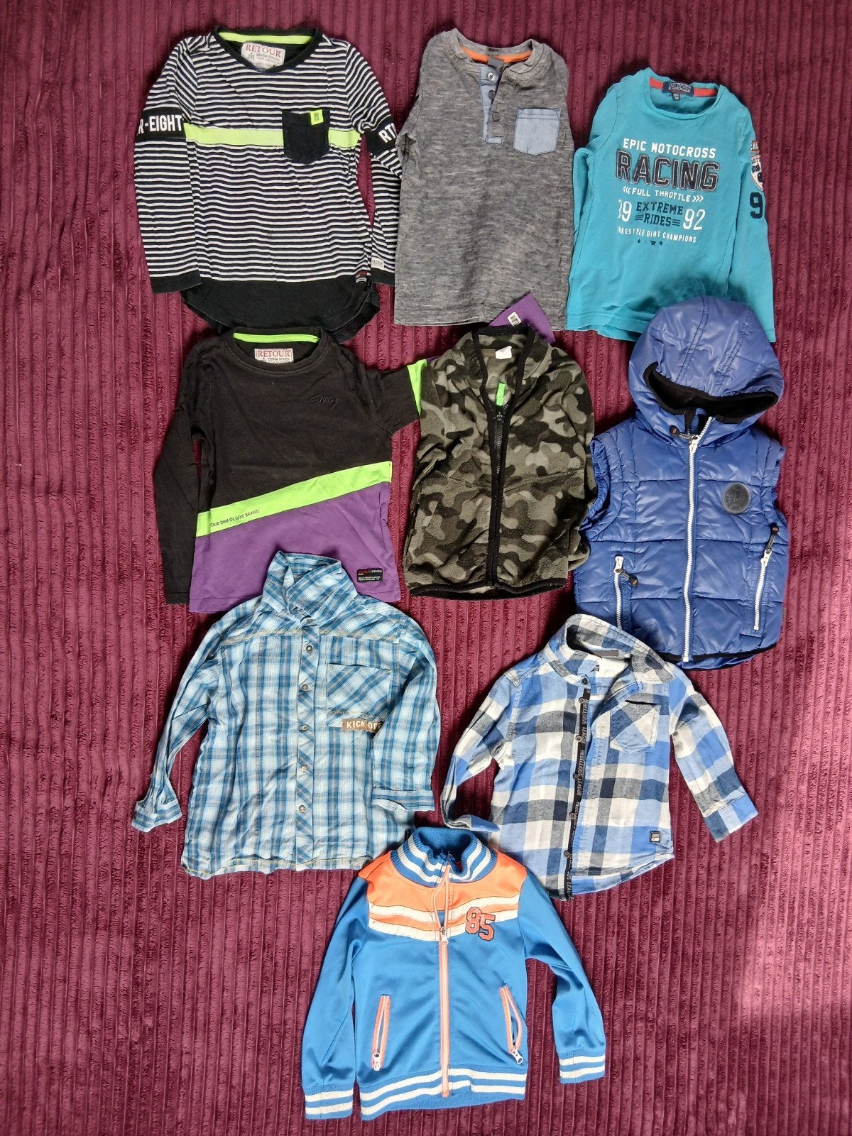 Jongenskleding pakket 104 - blouses, bodywarmer, jas, Kinderen en Baby's, Gebruikt, Shirt of Longsleeve, Jongen, Diverse merken