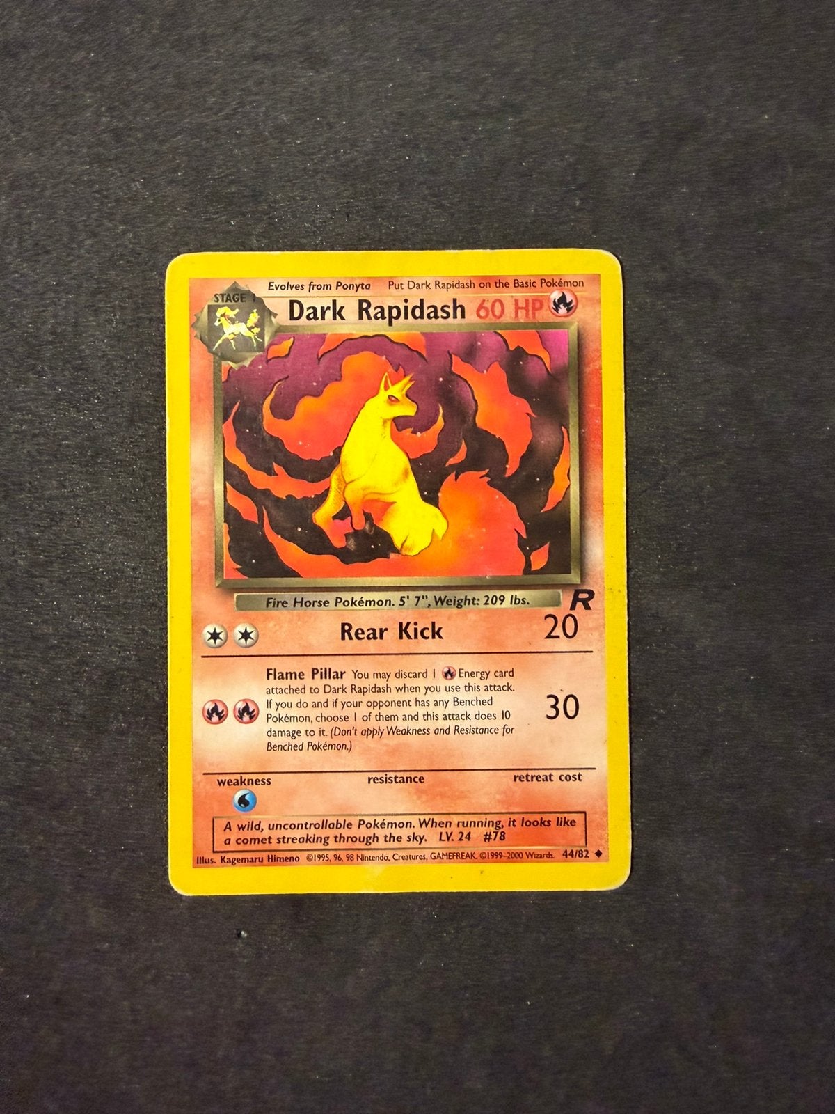 Pokemon tcg vintage bulk card - Dark Rapidash 44 Team Rocket, Ophalen of Verzenden, Zo goed als nieuw, Losse kaart
