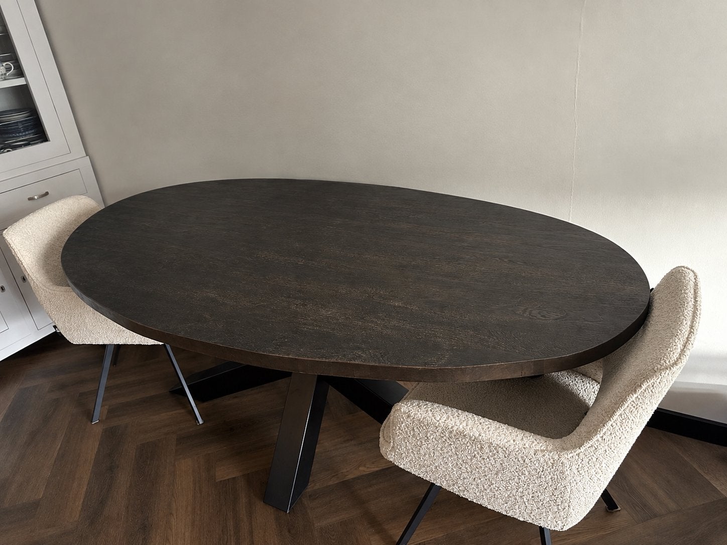 Grote Eettafel ovaal, Ophalen, 200 cm of meer, 50 tot 100 cm, Zo goed als nieuw