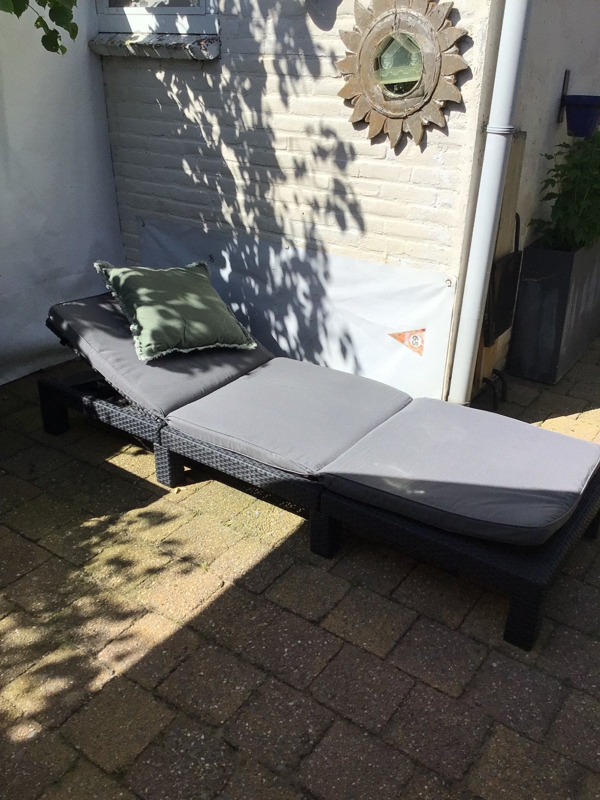 Verstelbaar ligbed  met kussen,, Ophalen, Gebruikt, Wicker, Verstelbaar