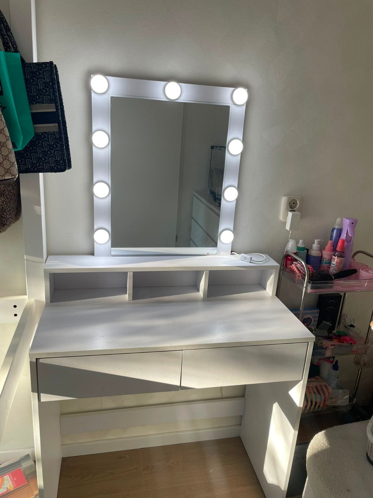 mooie kaptafel met verlichte spiegel, Huis en Inrichting, Ophalen, Zo goed als nieuw, 50 tot 100 cm, Minder dan 100 cm