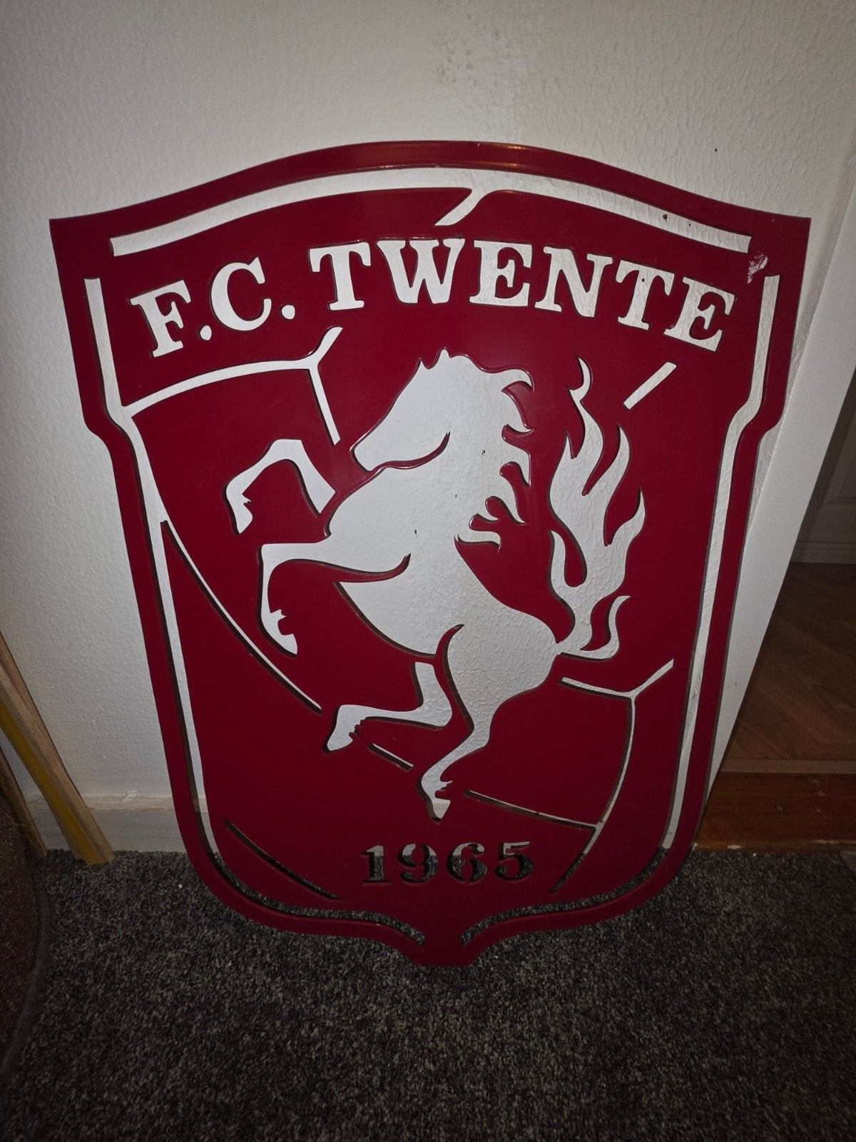Uniek Metalen FC Twente Wandbord (ca. 50x40 cm) – Schitteren, Ophalen