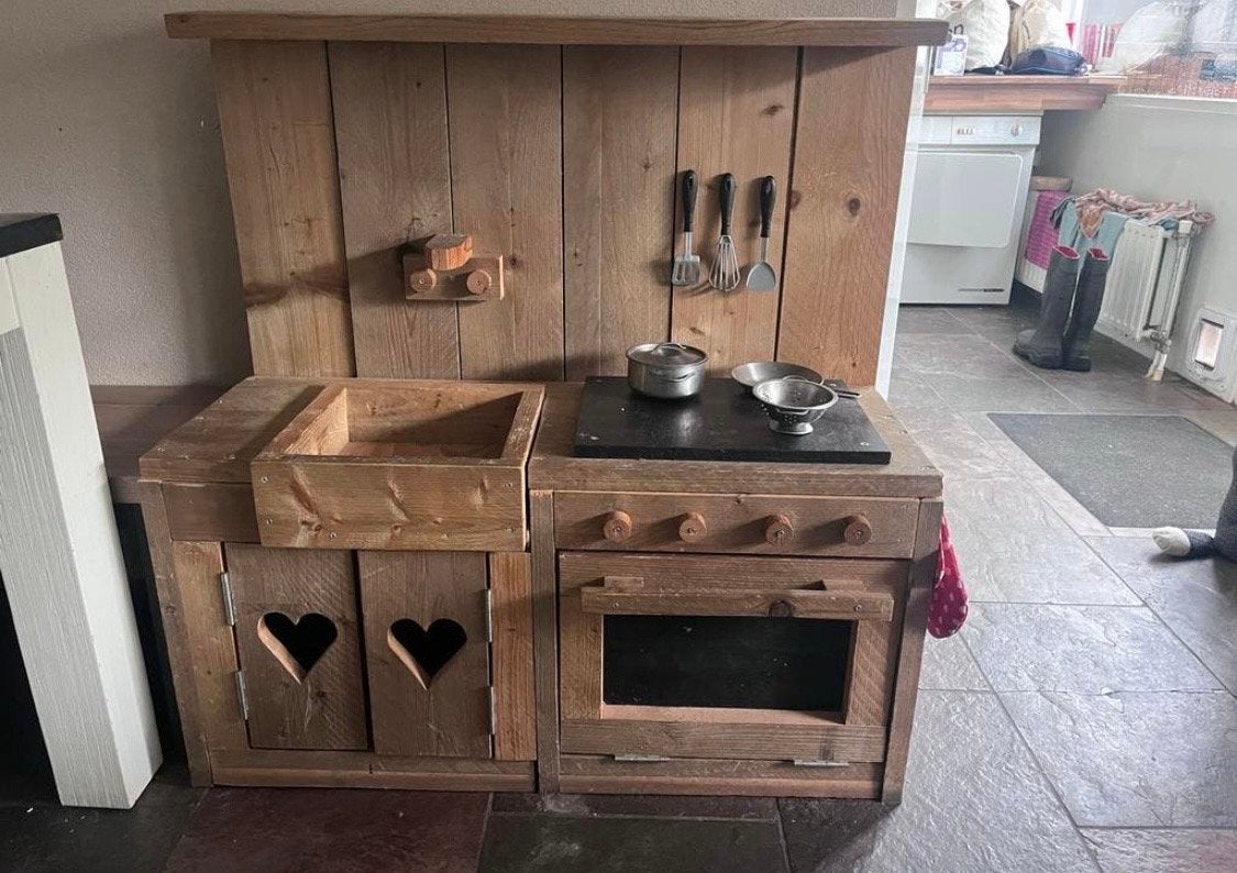Leuke speelkeuken van steigerhout met accessoires, Ophalen, Gebruikt, Hout, Speelkeuken