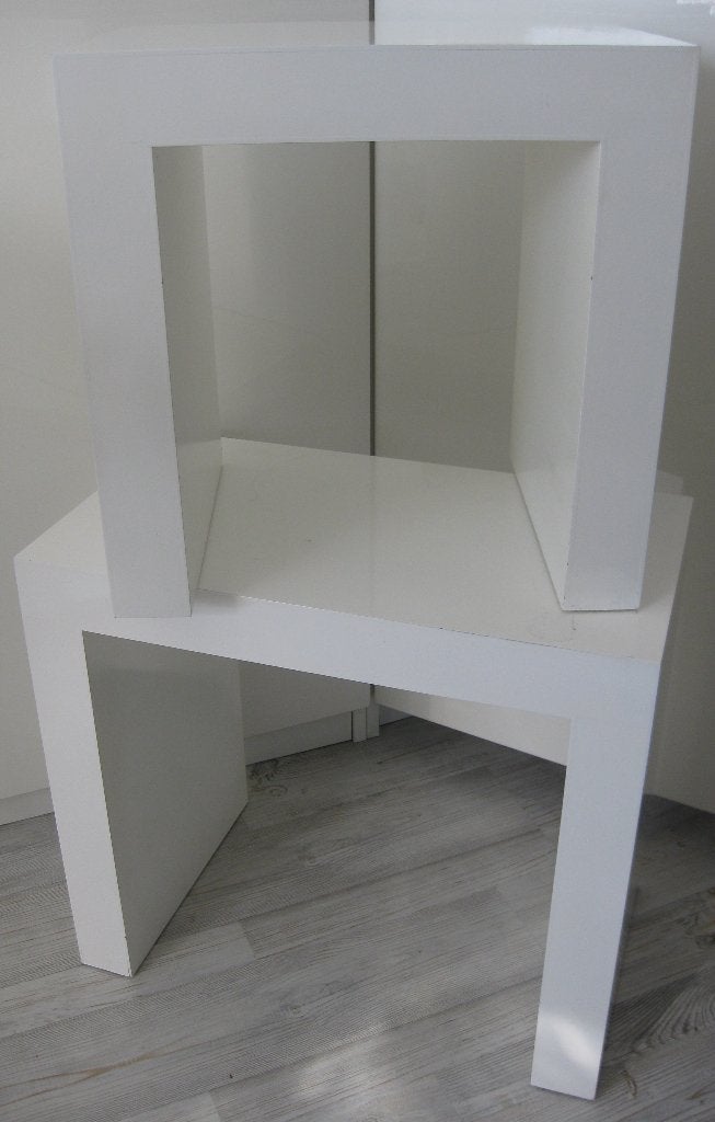Bijzettafeltjes 2 stuks wit hoogglans nestbaar, 45 tot 60 cm, Overige materialen, Minder dan 55 cm, Ophalen of Verzenden